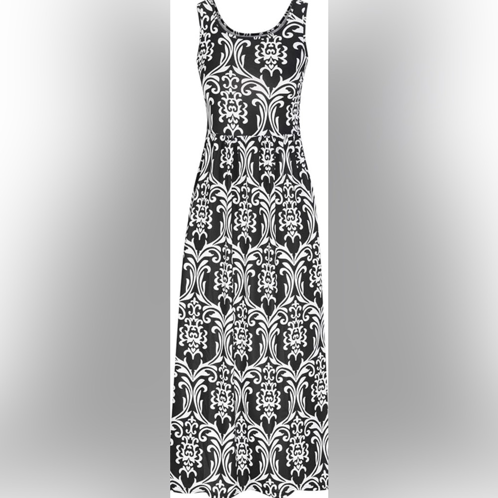 SMALL Women's Sleeveless Loose Plain Casual Maxi Long Dresses with Pockets - Picture 2 of 2